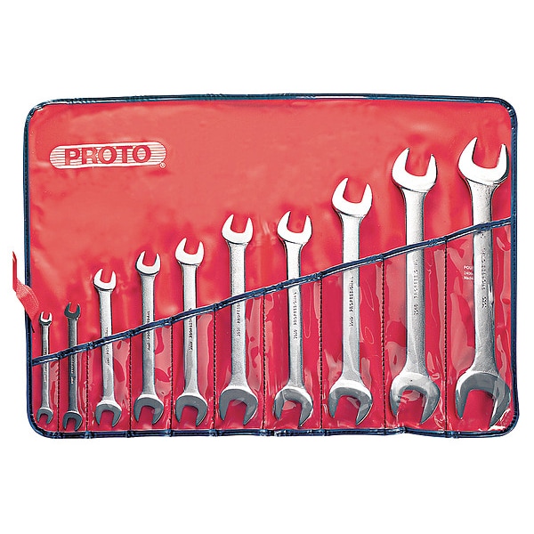 Proto Open End Wrench Set, 15Deg, 1/4-1-1/8, 10Pc - J3000H