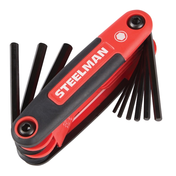 Steelman 3-Piece Folding Hex Key Set; Includes 9-Standard (SAE")/8-Metric (MM), and 8-Torx (T) Sizes - 41928