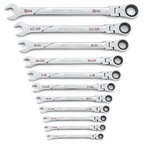 Kd Tools Universal Spline Sae Xl Ratcheting Wrenches, 11 Piece Set, 120Xp - KDT86247