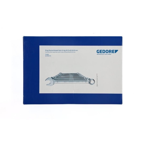Gedore Combination Wrench Set, 11 pcs., 8-22mm, SAE or Metric: Metric - 7-011