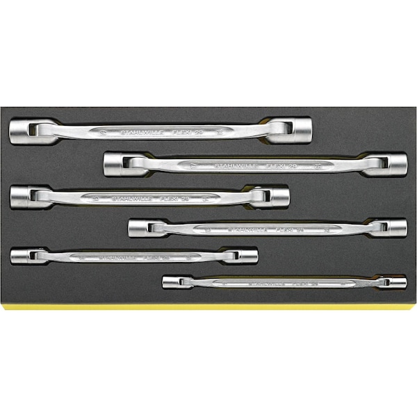 Stahlwille Tools Flexi-joint Wrenchs i.TCS inlay No.TCS 29/6, 8X9-18X19 MM 1/3-tray6-pcs. - 96838764