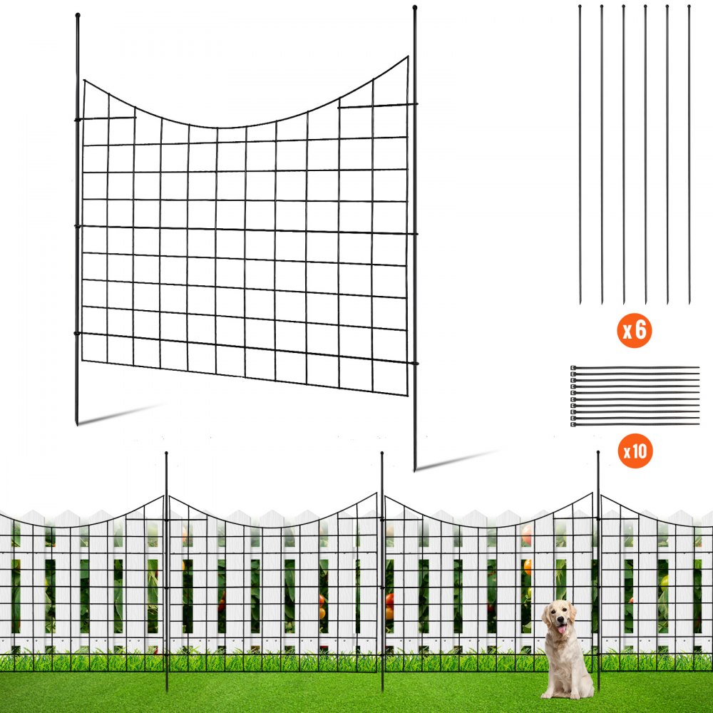 VEVOR Garden Fence, 36.6in(H) x12ft(L) Animal Barrier Fence, Underground Decorative Garden Fencing with 2.5 Inch Spike Spacing, Metal Dog Fence for The Yard and Outdoor Patio, 5 Pack - JSWL385295INRNI2VV0