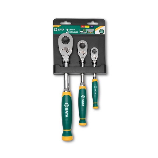 Sata Handle 72T Grip Ratchet Set, 3 Pc. - ST14901G