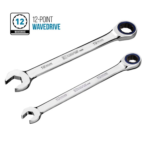 Capri Tools 100-Tooth Metric Ratcheting Combination Wrench Set, 12 pcs with Rack - CP11500RK