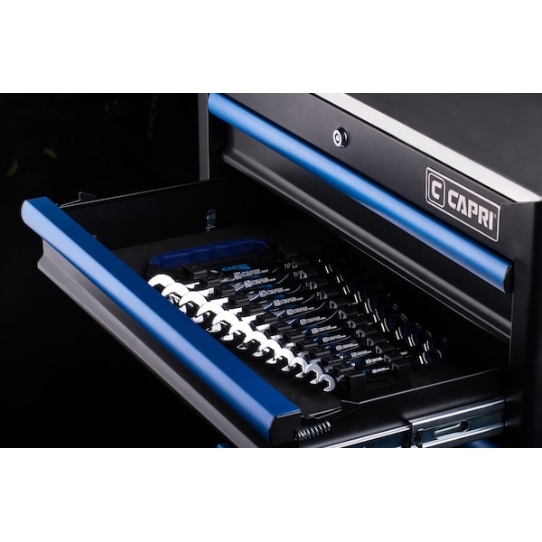 Capri Tools 100-Tooth Metric Ratcheting Combination Wrench Set, 12 pcs with Rack - CP11500RK