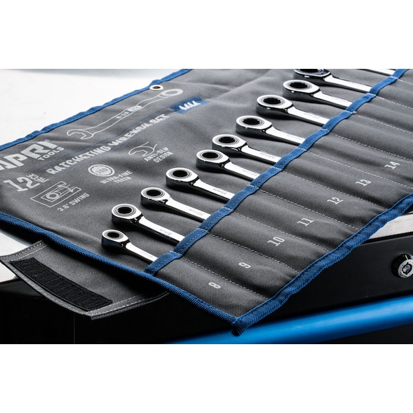 Capri Tools 100-Tooth Metric Ratcheting Combination Wrench Set, 12 pcs with Pouch - CP11500