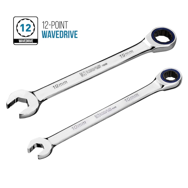 Capri Tools 100-Tooth Metric Ratcheting Combination Wrench Set, 12 pcs with Pouch - CP11500