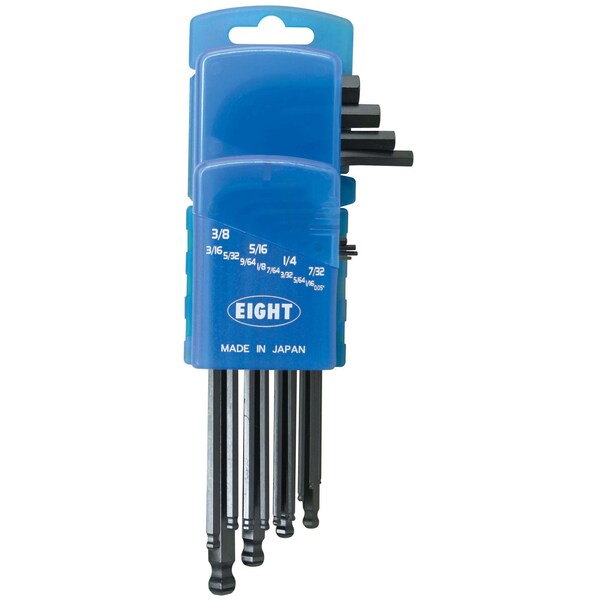 Eight Tool BALL END HEX KEY L-HANDLE SET, 13PC .05-3/8INCH BLK - 016-13ZD