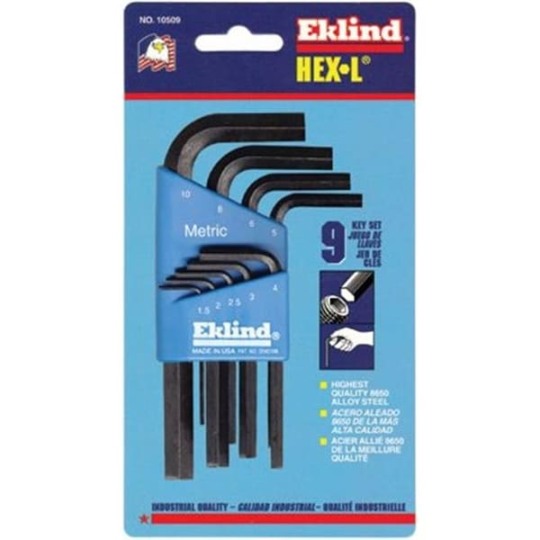 Eklind Eklind Tool 269-10509 9Pc. Metric L-Wrench Hexkey Set Short Arm - 269-10509