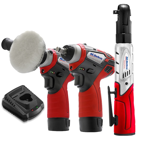 Acdelco G12 K12 Combo, 3/8" Ratchet Wrench, 3" Polisher, Impact Wrench - ARW1208-K12