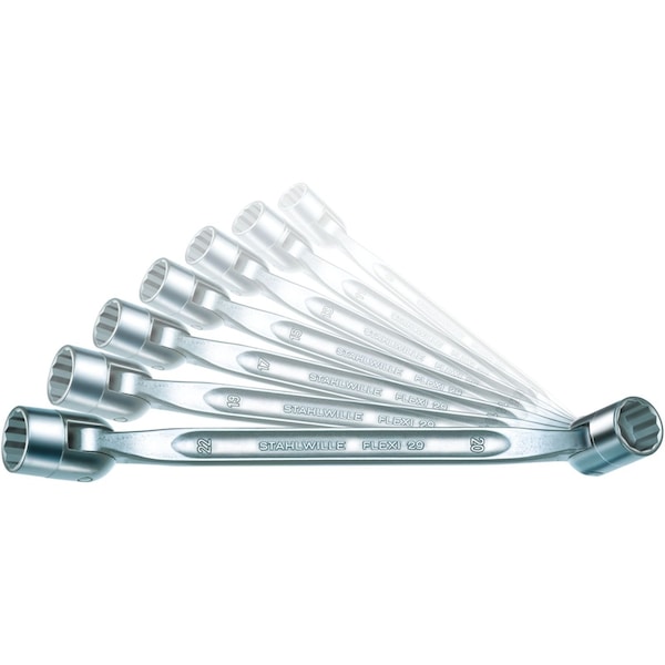 Stahlwille Tools Set double ended flexi-joint Wrench FLEXI 8x9-20x22 mm No.29/7 7-pcs. - 96430101