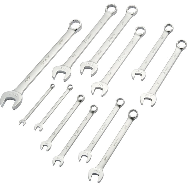 Dynamic Tools 12Pcs SAE Combo Wrench Set, Contractor Series, Satin, 1/4"-15/16" - D074222