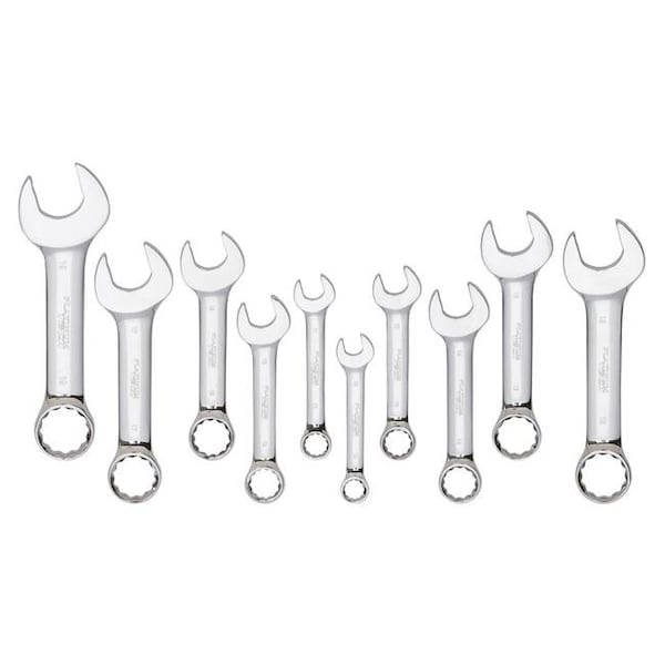 Platinum Platinum PLT-99525 Metric Stubby Full Polished Combination Wrench Set - 10 Piece - PLT-99525