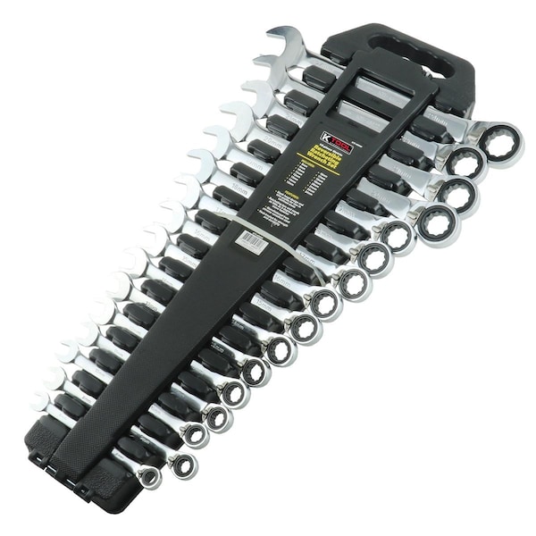 K-Tool International MetricRatchetWrenchSet, Reversible, 16pcs. - KTI-45600