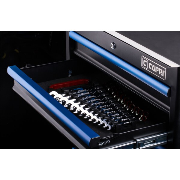 Capri Tools 100-Tooth Ratcheting Combination Wrench Set, SAE, 13 pcs with Rack - CP11600RK