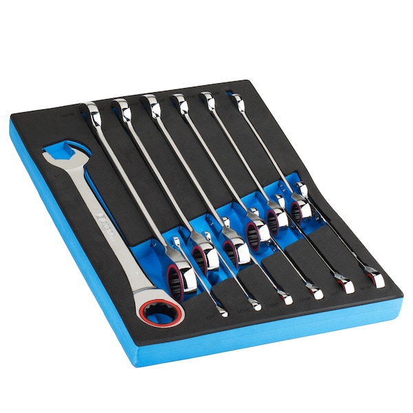 Capri Tools 100-Tooth Ratcheting Combination Wrench Set, SAE, 13 pcs with Tray - CP11600MT