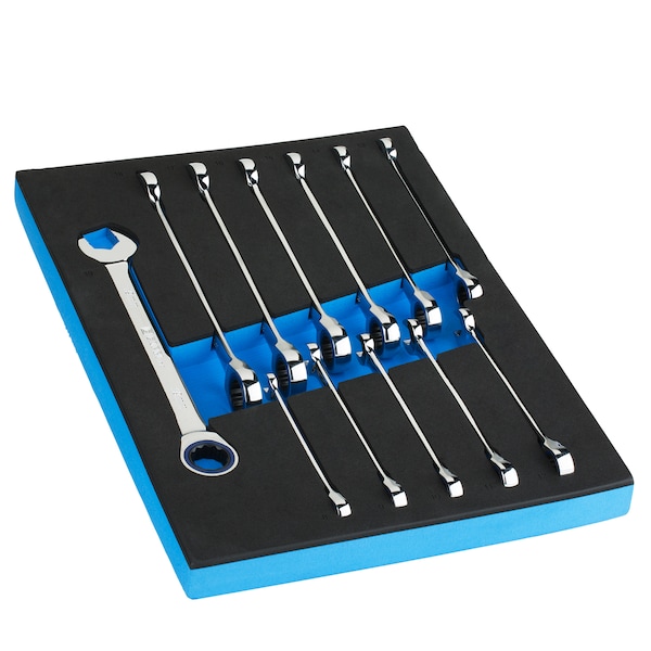 Capri Tools 100-Tooth Metric Ratcheting Combination Wrench Set, 12 pcs with Tray - CP11500MT