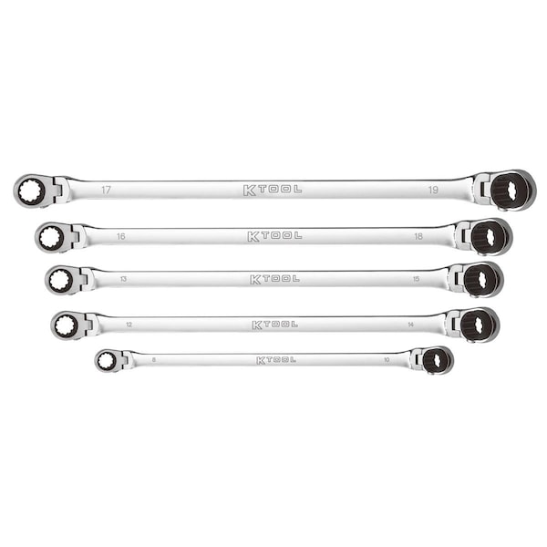 Keen Metric Double Box Univ Spline 90 Tooth Rev Rat Wrench Set - 5 Piece - KE3545689