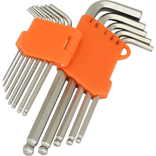 Dynamic 22Pcs SAE & Metric Ball End Long Hex Key Set, 3/64"-3/8" & 1.5mm-10mm - D043212