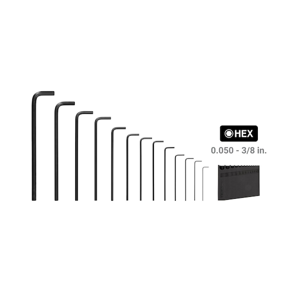 Tekton Flat End Hex L-Key Set with Holder, 13-Piece 0.050-3/8 in. - KLX91103