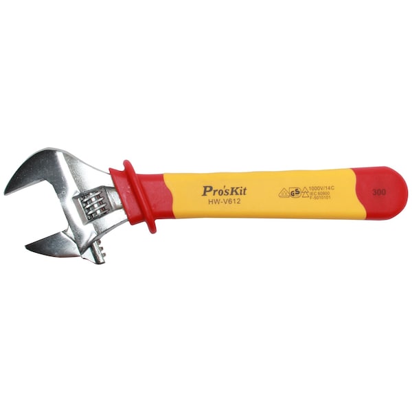 Proskit VDE Insulated 12" Adj Wrench, 1000V - HW-V612