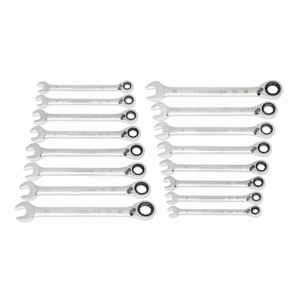 Gearwrench 16 Piece 90-Tooth 12 Point Metric Reversible Ratcheting Wrench Set - 86629