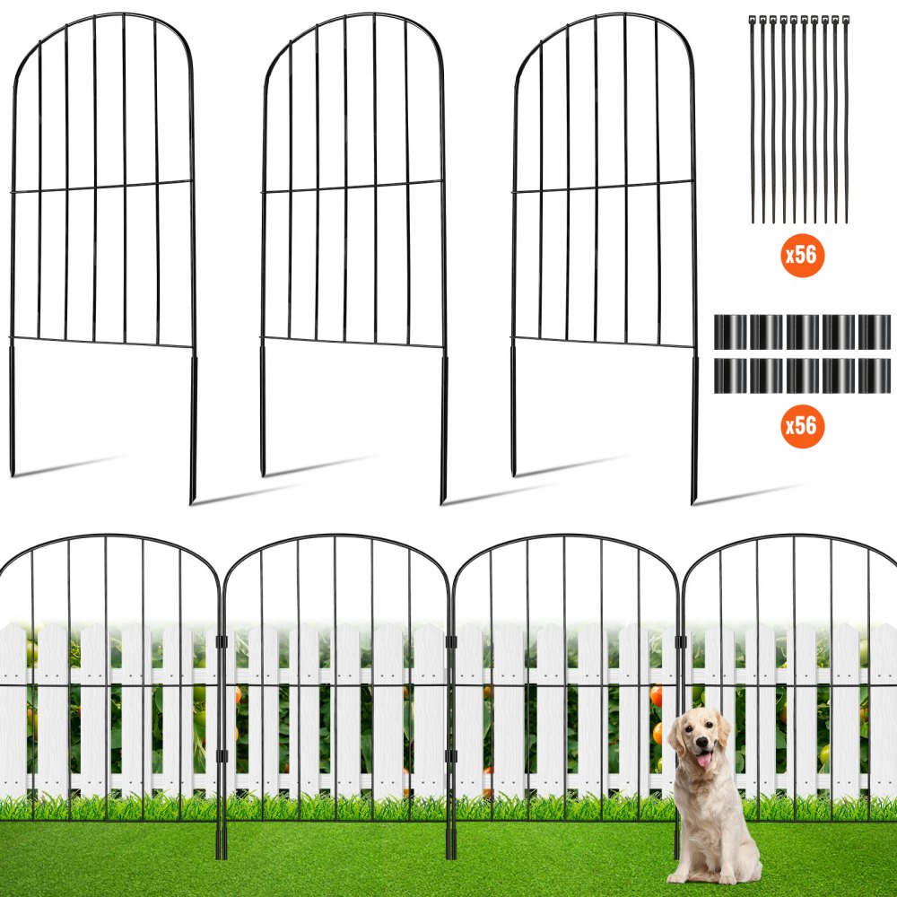 VEVOR Garden Fence, No Dig Fence 24in(H) x30ft(L) Animal Barrier Fence, Underground Decorative Garden Fencing with 2 Inch Spike Spacing, Metal Dog Fence for The Yard and Outdoor Patio, 28 Pack - JSWL2413INCHNOKRCV0