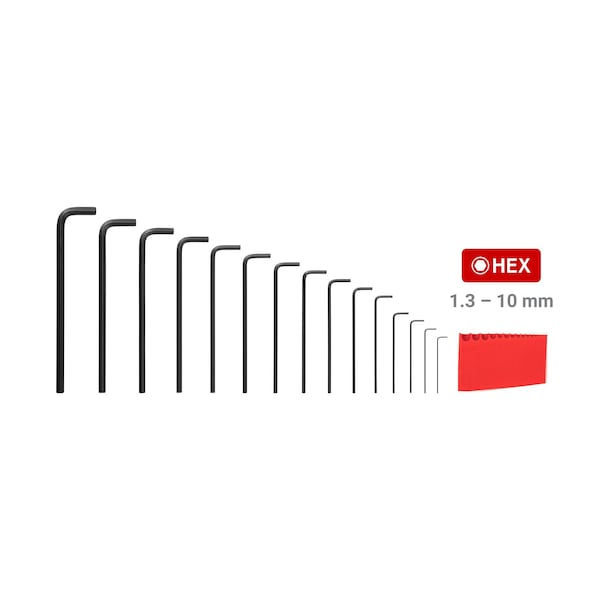 Tekton Flat End Hex L-Key Set with Holder, 15-Piece 1.3-10 mm - KLX91205
