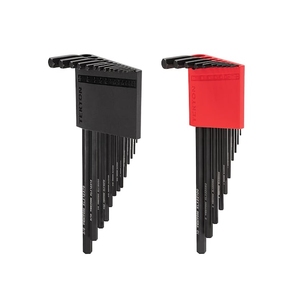 Tekton Flat End Hex L-Key Set with Holder, 23-Piece 0.050-3/8 in., 1.3-10 mm - KLX91305