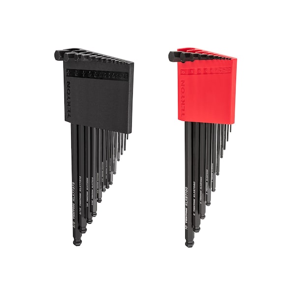 Tekton Short Arm Ball End Hex L-Key Set with Holder, 23-Piece 0.050-3/8 in., 1.3-10 mm - KLX91313