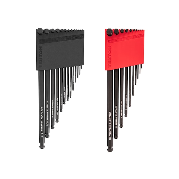 Tekton Short Arm Ball End Hex L-Key Set with Holder, 23-Piece 0.050-3/8 in., 1.3-10 mm - KLX91313