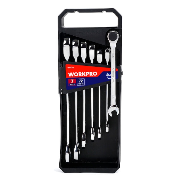 Prime-Line WORKPRO W003322 7 Piece Ratchet Spanner Set, Metric 1 Set - W003322