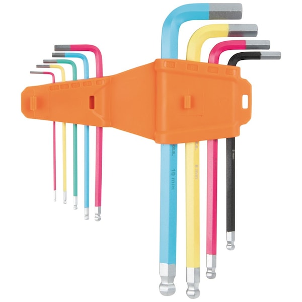 Klein Tools Powder Coated Long Ball-End Hex Key Set, Metric, 9-Piece - CBLS9M