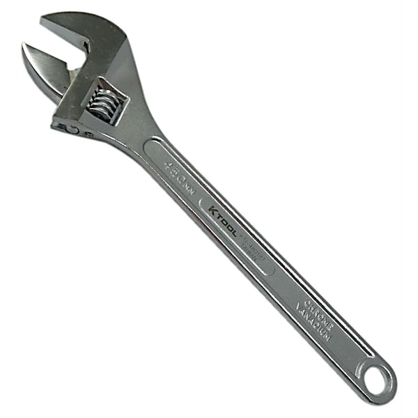 K-Tool International Adjustable Wrench, 18", Finish: Chrome plated - KTI-48018T