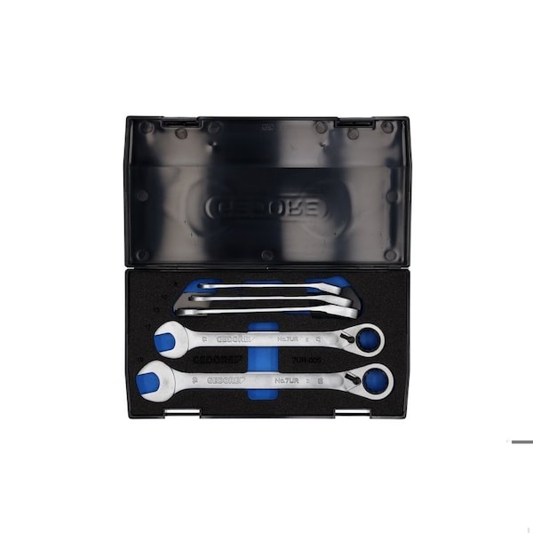 Gedore Combination Ratchet Wrench Set, 8-19mm, SAE or Metric: Metric - 7 UR-005