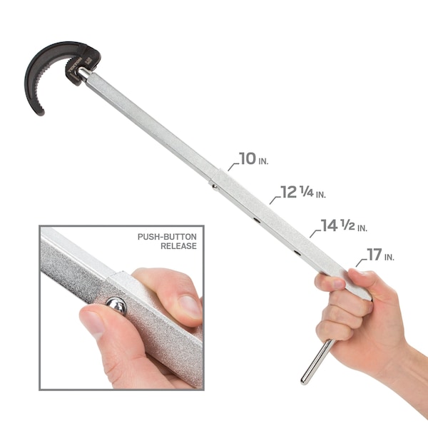 Tekton 10 to 17 Inch Telescoping Basin Wrench (7/8 - 2-1/2 in.) - WRN92004