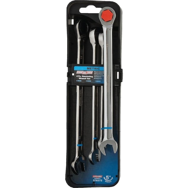 Channellock Metric 12-Point Ratcheting Combination Wrench Set 4-Piece - 378372
