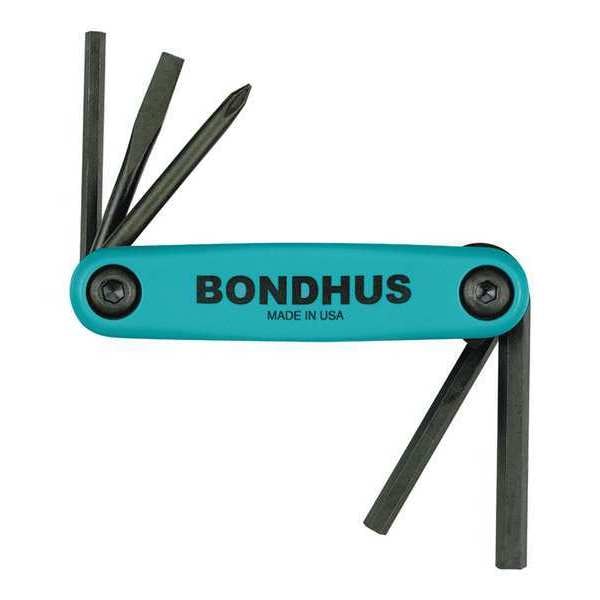 Bondhus 5 Piece Metric/SAE Fold-Up Phillips/Slotted/Hex Key Set, 12540 - 12540