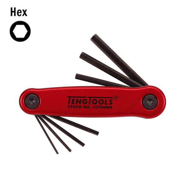 Teng Tools 1476NMM 7 Piece Metric Retractable Hex Key Set - 1476NMM
