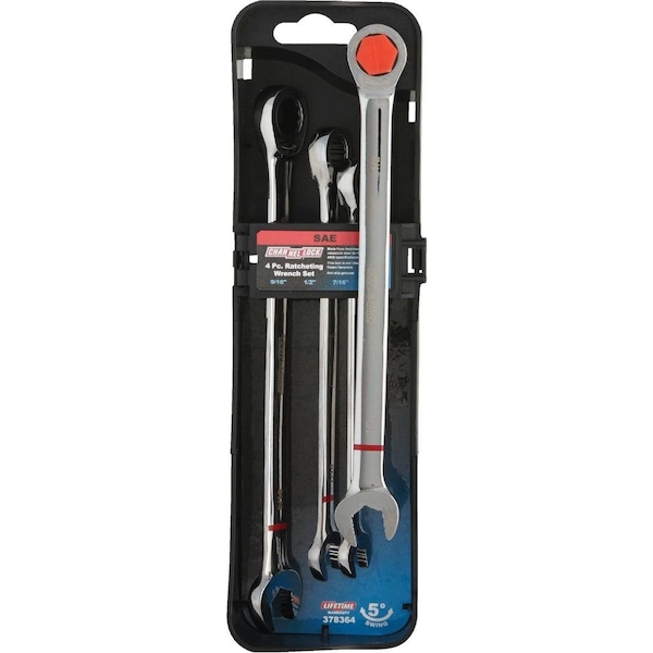 Channellock Standard 12-Point Ratcheting Combination Wrench Set 4-Piece - 378364