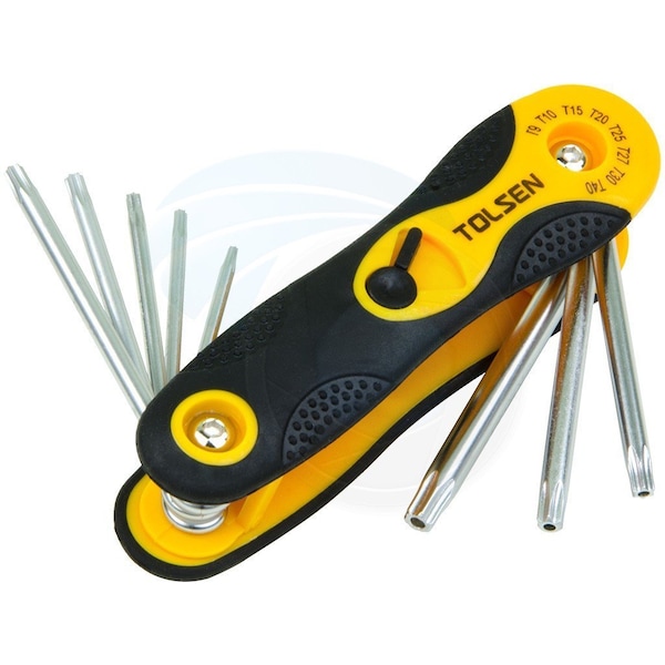 Tolsen 8pcs Folding Torx Star Hex Key Set T9 T10 T15 T20 T25 T27 T30 and T40 - 20069