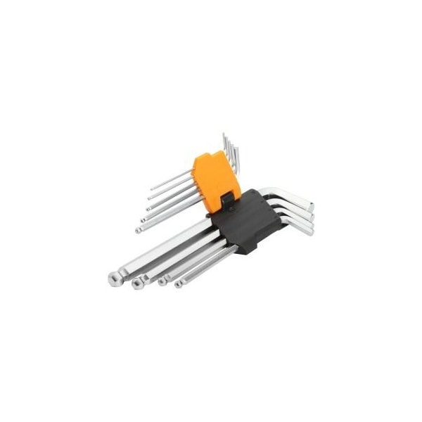 Tolsen 9Pcs Ball Point Long Arm Hex Key Set Cr-V, Heat Treated, Chrome Plated - 20053