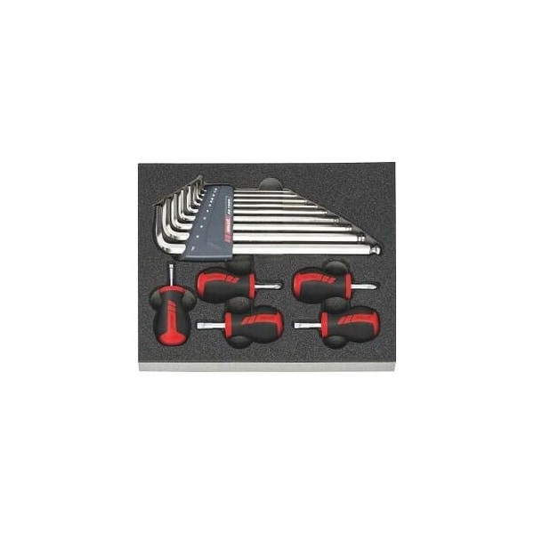 Holex Set of 14 L-keys and Stubby Screwdrivers in Foam - 952896 14