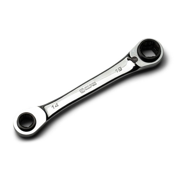 Capri Tools 4-in-1 120-Tooth Box End Reversible Ratcheting Wrench, 14, 15, 17 and 19 mm, Metric - CP11881