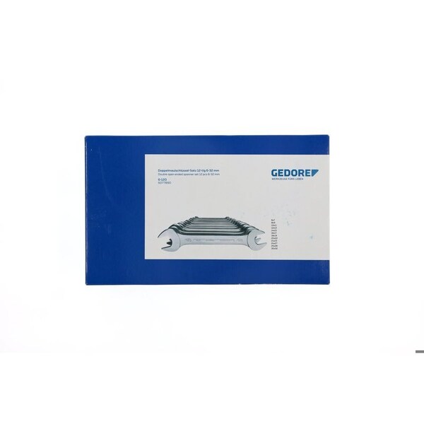 Gedore Wrench Set, Doubl Open End, 12 pcs., 6-32mm, SAE or Metric: Metric - 6-120