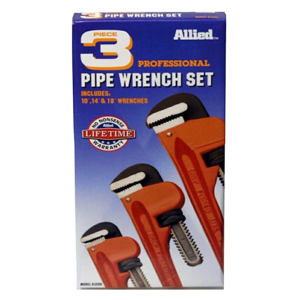 Pinpoint 10, 14 & 18 in. Pipe Wrench Set - 3 Piece - PI3305220
