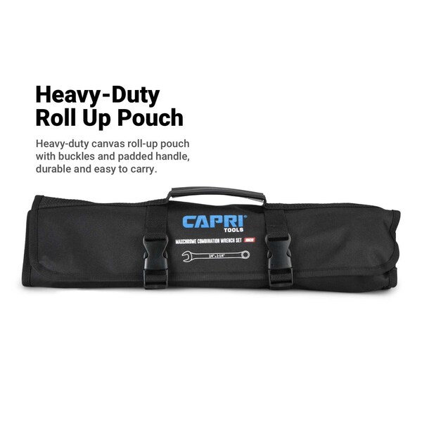 Capri Tools MaxChrome Combination Wrench Set, 14 to 114, SAE, 17Pcs W HeavyDuty Canvas Pouch - CP11495PK