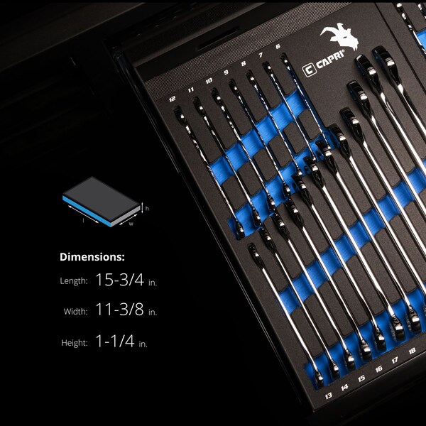 Capri Tools Combination Wrench Set W The Mechanic's Tray, Metric 6 to 24 mm, 19Pcs - CP11390MT