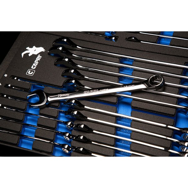 Capri Tools Combination Wrench Set W The Mechanic's Tray, Metric 6 to 24 mm, 19Pcs - CP11390MT