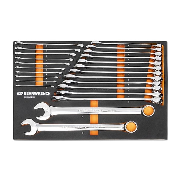 Gearwrench 24 Piece 12 Point Long Pattern Combination Metric Wrench Set in Foam Storage Tray - GWMSCWL12MM